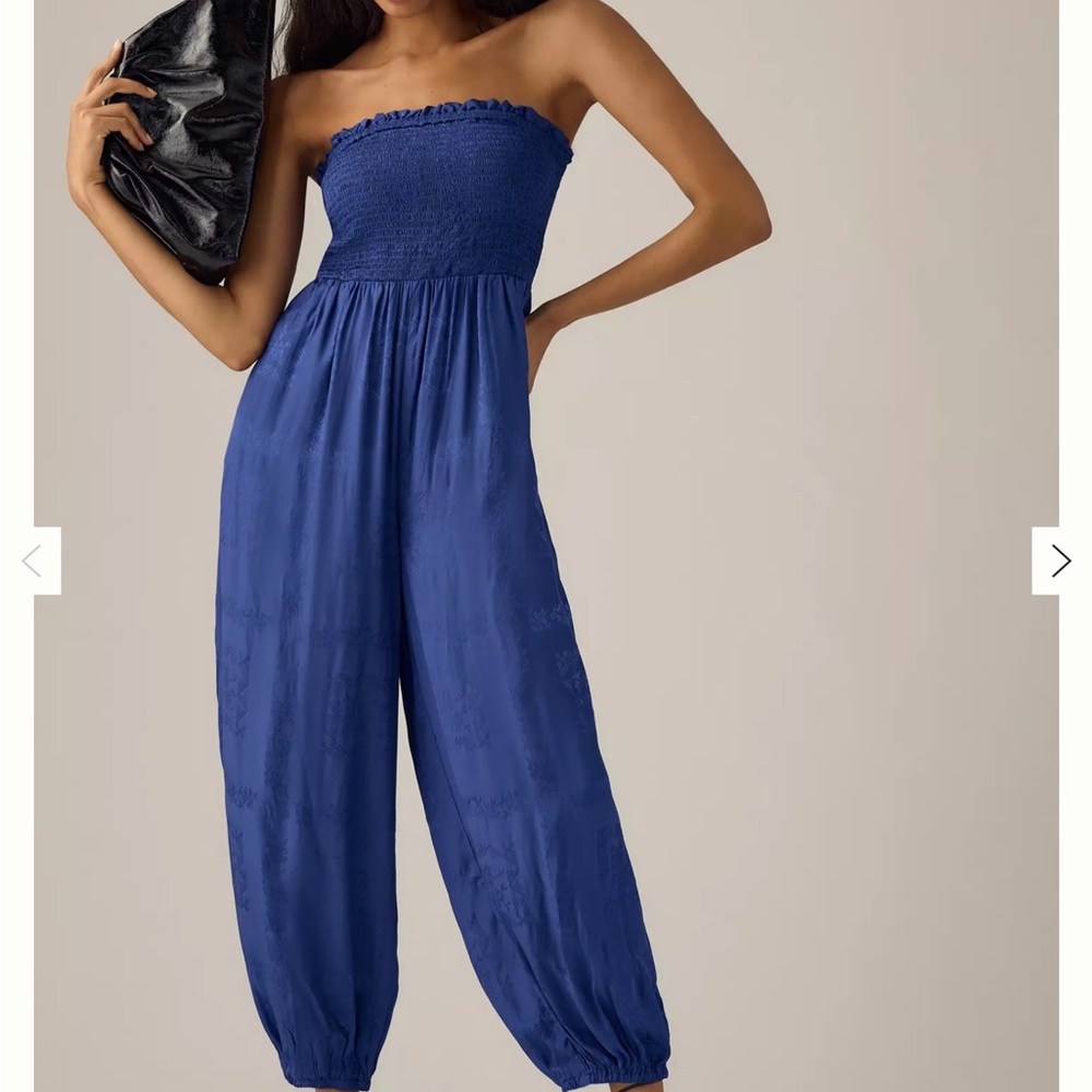 Anthropologie Royal Blue Strapless Jumpsuit